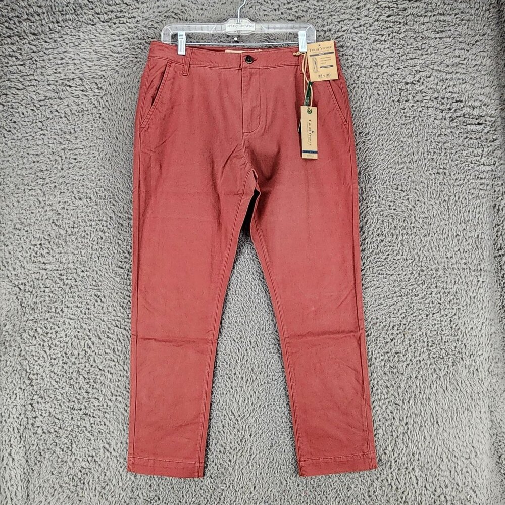 Tailor Vintage Pants Mens 33x30 Red Stretch Mid Rise Slim Fit *NWT*